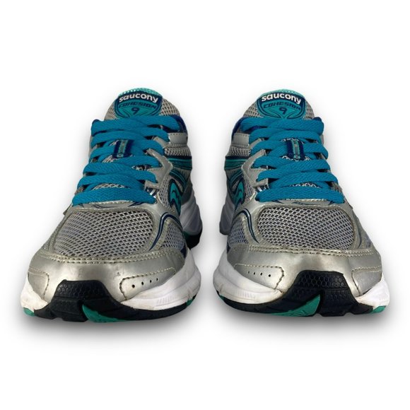 Saucony Cohesion 9 Running Shoes S15262-1 Mesh Low Top Silver Teal Women 8.5 - Picture 5 of 9